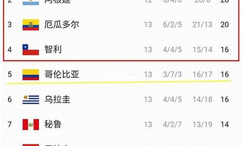 世界杯南美区预选赛积分榜ds_世界杯南美区预选赛积分榜